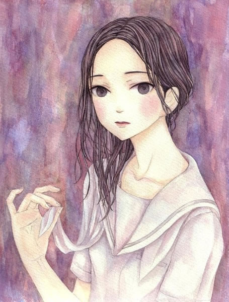 插画系列黑白女性图片_思绪他用眼睛说了谎
