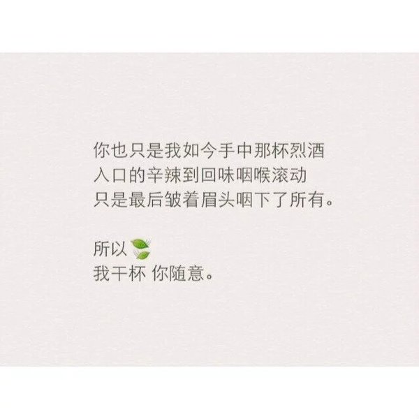你干杯，我随意
